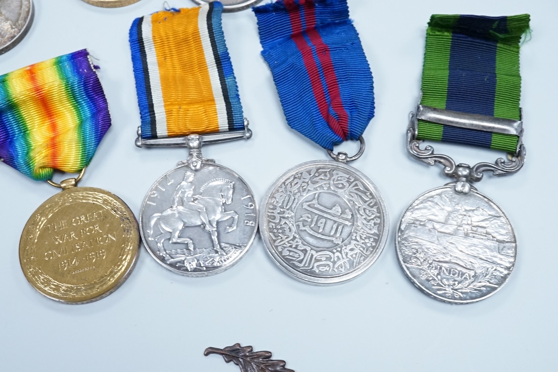 A First World War medal group of six medals awarded to Staff Sjt. Francis William Speare Royal Irish Fusiliers/I.M.L., comprising of the 1914-15 Star, 1914-1918 Medal, Victory Medal with oak leaf, India medal with clasp